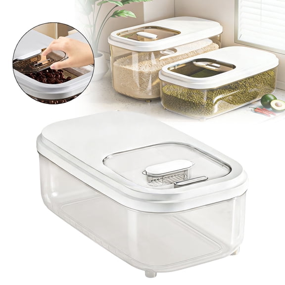 Goowood Slide Top Rice Dispenser Food Storage Container Large Airtight Dry Grain Bin Organizer for Kitchen Pantry Flour Pet Kibble