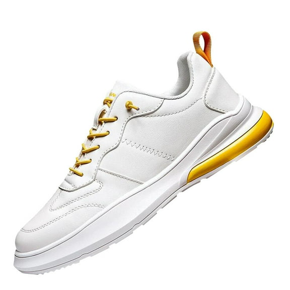Xfvqtps Mens Sneakers Lace Up Lightweight Breathable Outdoor Running Walking PU Shoes Fashion Sports Shoes Casual Sneakers Cotton Shoes Yellow