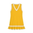 thumbnail image 4 of Karight Womens Color Block V-Neck Sleeveless Mini Dress Ruffle Hem Casual Shift Dress Summer Beach Sundress, 4 of 8