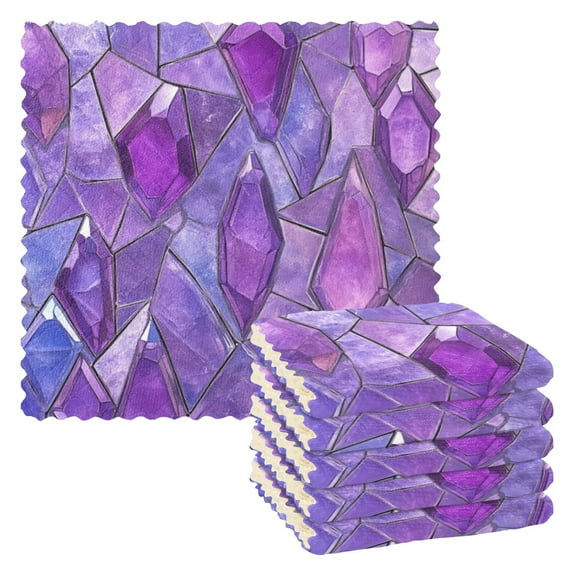 6 Pieces of Kitchen Towels 11x11Inch Kitchen Dish Cloths Kitchen Dish Towels Reuseable Cleaning Cloths Purple Gem
