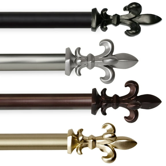 Contemporary Home Living Set of 2 Satin Nickel Artistic Design Side Curtain Rods 58"