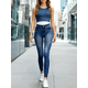 thumbnail image 2 of SET DE 2 LEGGING GRUESO DE MUJER AZUL Y NEGRO DISEÑO MEZCLILLA UNITALLA, 2 of 8