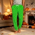 thumbnail image 2 of Men's Halloween Pajama Pants, Gradient Bat Print Drawstring Joggers with Pockets, Tapered Cuffed Soft Holiday Sleep Pants for Men Light Green B XL, 2 of 7