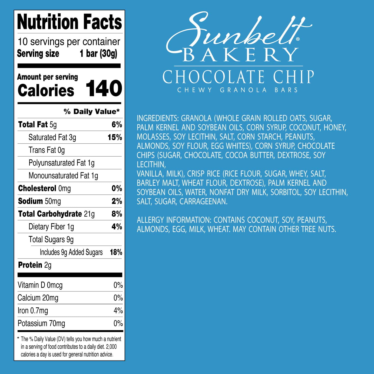 Sunbelt Bakery Chocolate Chip Chewy Granola Bars, 4 Boxes