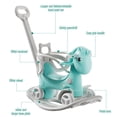 thumbnail image 2 of 4-in-1 Convertible Rocking Horse Balance Bike Ride On Toy with Push Handle, Backrest, Balance Board, 4 Wheels, Sound Button for Toddlers 1-3 -Blue, 2 of 16