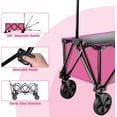 thumbnail image 6 of HAUSHOF Heavy Duty Collapsible Wagon, Folding Outdoor Utility Wagon, Camping Garden Beach Cart with Universal Quick Release Wheels, Adjustable Handle, 176 lbs Load Capacity, Pink, 6 of 8