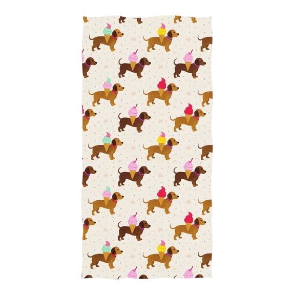 Oversized Beach Towel Extra Large Absorbent Microfiber Bath Towels Soft Quick Drying Dachshund with Ice Cream 74"x37"
