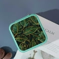 thumbnail image 4 of Autua Leaves Gold Foil Detailed Painting Travel Jewelry Box for Women - Compact Size, Versatile Storage, Zipper Closure - Ideal for Necklace, Ring, Earring Organization Green, 4 of 5