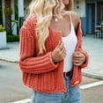 thumbnail image 6 of Women'S Long Sleeve Cropped Knit Cardigan 2025 Casual Button Down Crochet Sweater Tops with Pockets Deep Orange XL, 6 of 7