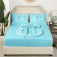 thumbnail image 3 of Erosebridal Monogrammed G Bed Sheets Set Twin Size, Initial Letter Bed Sheets Twin, Blue Bow Reversible Sheet Set Twin, Super Cozy Bedroom Decor, 3 Pieces, 3 of 7
