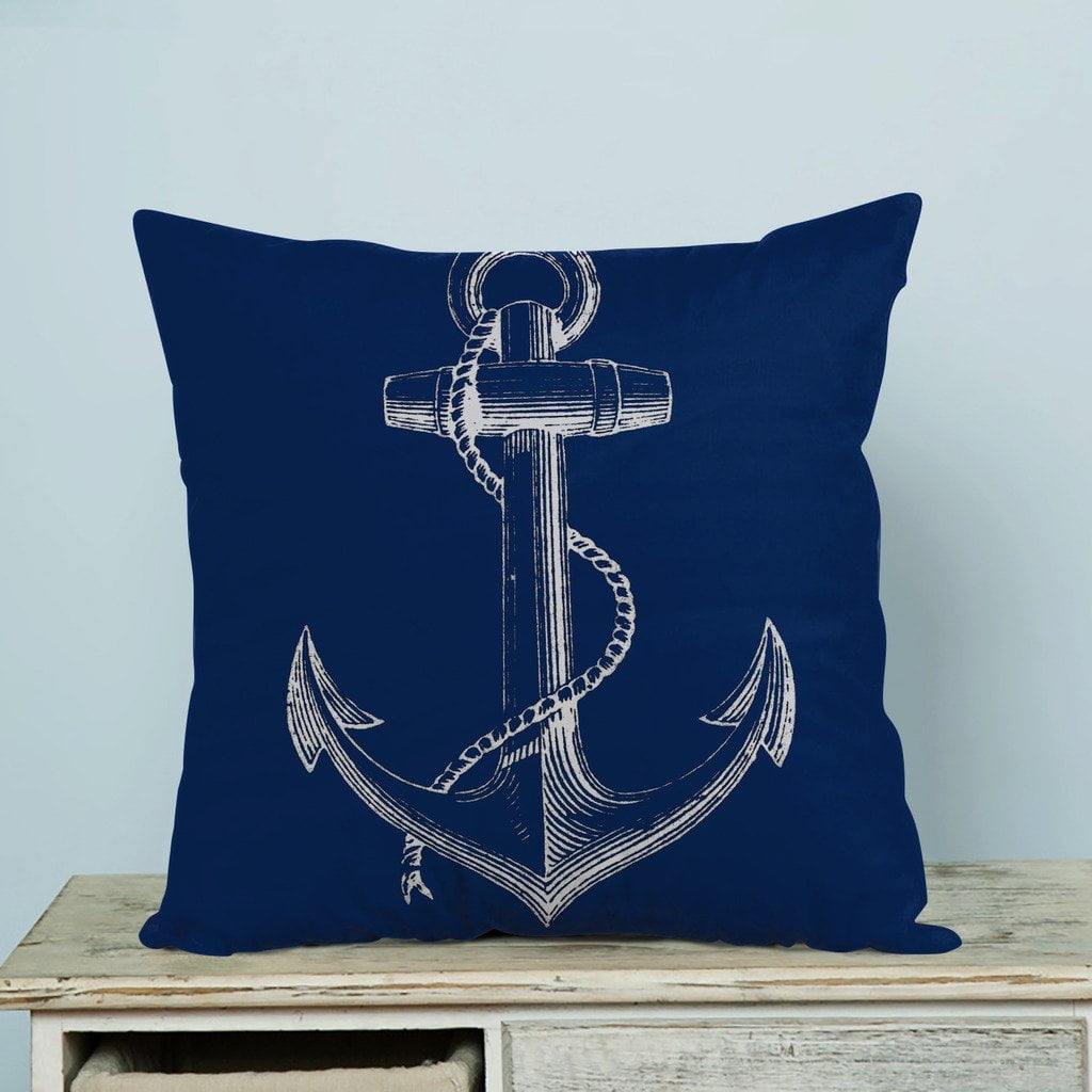 GCKG Nautical Navy Blue Anchor Pillow Case Pillow Cover Pillow