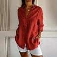 thumbnail image 5 of DecSea 3/4 Sleeve Button Down Shirts for Women Dressy Casual V Neck Solid Shirts Loose Fit Spring Tops for Women, 5 of 9