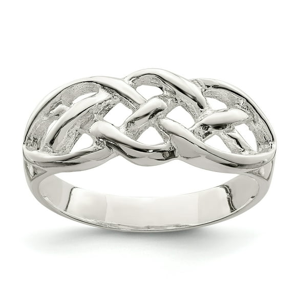 925 Sterling Silver Polished Woven Top Ring