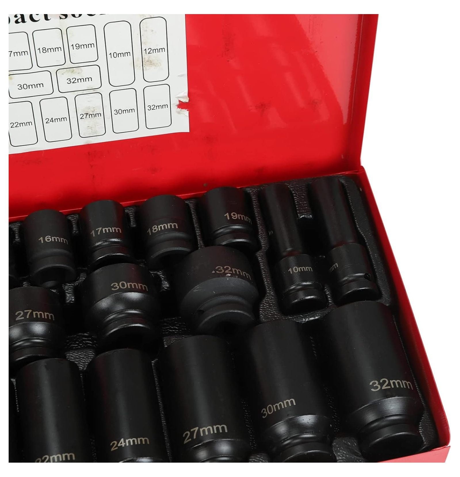 35PCS 1/2 Inch Drive Deep Impact Socket Set 6 Point Sockets Garage Workshop Tools Truck Repair Hand Tools 8-32MM