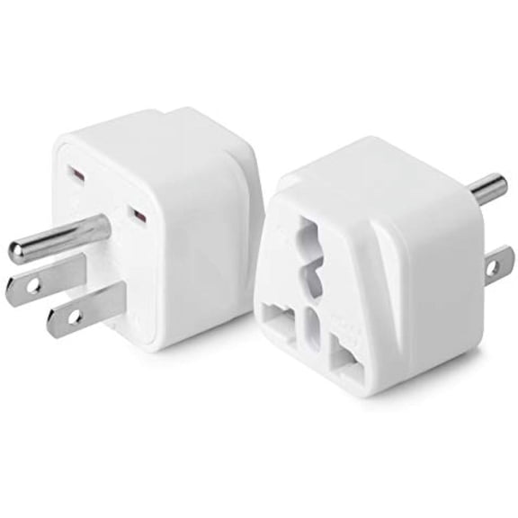 Universal to American Outlet Plug Adapter, 2 Pack, Canada Universal Travel Plug Adapter, 2 pc, UK to US Adapter, US Plug Adapter, US Travel Adapter, Plug Converter, Universal Travel Adapter
