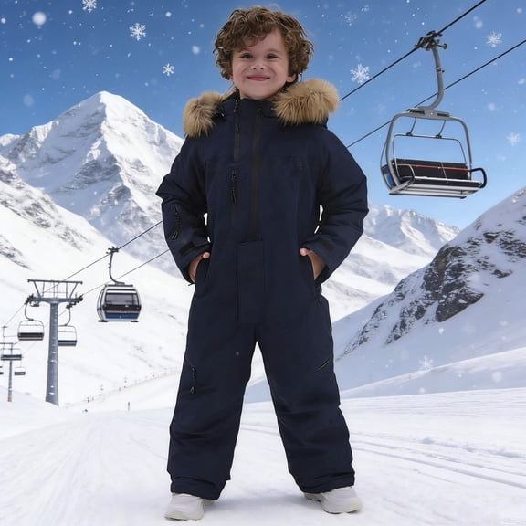 MEZZALL Toddler Jumpsuit Boys Ski Winter Snowsuit Warm Windproof Insulated Romper For Outdoor Ice Skating Play Versatile Long Sleeve O-Neck Spring Child One-Pieces