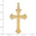 thumbnail image 3 of 14K Yellow Gold Polished And Textured Solid Fleur De Lis Cross Pendant (52.6 X 31.11) Made In United States xr1934, 3 of 5