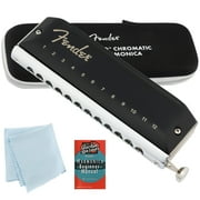 Fender Groove Pro Chromatic 12-Hole Harmonica - Key of C Bundle with Case, Polishing Cloth, and Austin Bazaar Instructional Manual
