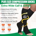 thumbnail image 3 of LAICAIW Compression Socks, 20-30 mmHg Graduated Knee-Hi Compression Stockings for Unisex, Open Toe, Opaque, Support Hose for DVT, Pregnancy, Varicose Veins, Relief Shin Splints, Edema, Black X-Large, 3 of 6