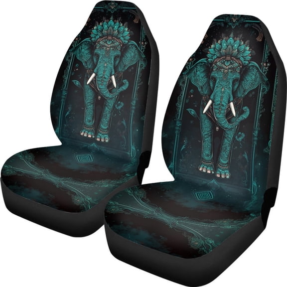 FOR U DESIGNS Boho Mandala Elehant Print Car Front Seat Covers Washable Driver Seat Cover with Backrest Scratch-Resistant Car Seat Protector Automotive Interior Accessories