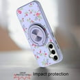 thumbnail image 3 of For Samsung s25 FE Metal Diamond CD Pattern Design Matte Finished Hybrid with Rotational Ring [Car Mount Friendly] Case - 9, 3 of 4