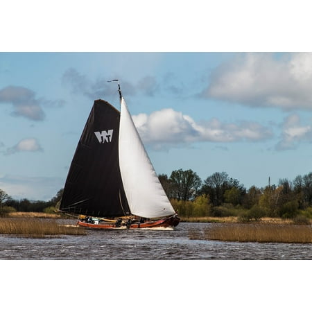 Canvas Print Ship Boat Friesland Water Flat Bottom Sailing Stretched Canvas 10 x