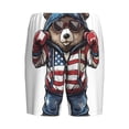 thumbnail image 2 of Lsque Patriotic Boxing Bear Art Mens Sleep Pajama Shorts,Short Pajama Pants, Cotton Ultra-Soft Knit-Medium, 2 of 9