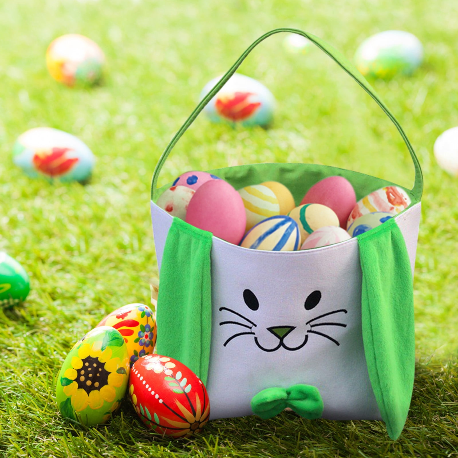 Blue Easter Bunny Children's Easter Egg Hunt Tote Bag. 