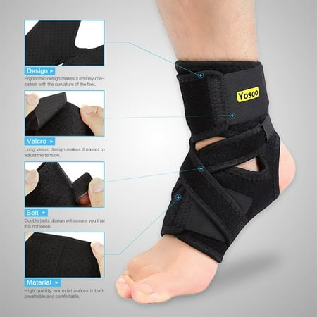 Ankle Support Brace, Fully Adjustable Open Heel, Wrap Around Stabilizer Straps For Maximum Support - Strong Flexible Neoprene for Greatest