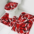 thumbnail image 4 of Abstract Wave Line Bathroom Rugs Set Black White Red Geometric Stripe Modern Non Slip Absorbent Soft Bath Mats 3 Piece Set with Bathroom Rug, U-Shaped Floor Mat, Toilet Seat Cover Small Size, 4 of 9