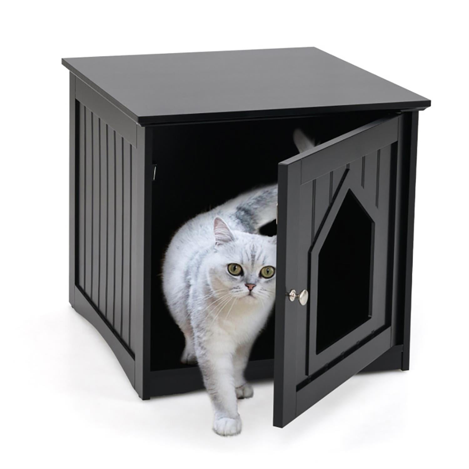 Kadyn Cat Litter Box Enclosure Furniture, Hidden Litter Box for Cats, Cat House Furniture for Side Table or Nightstand, Black