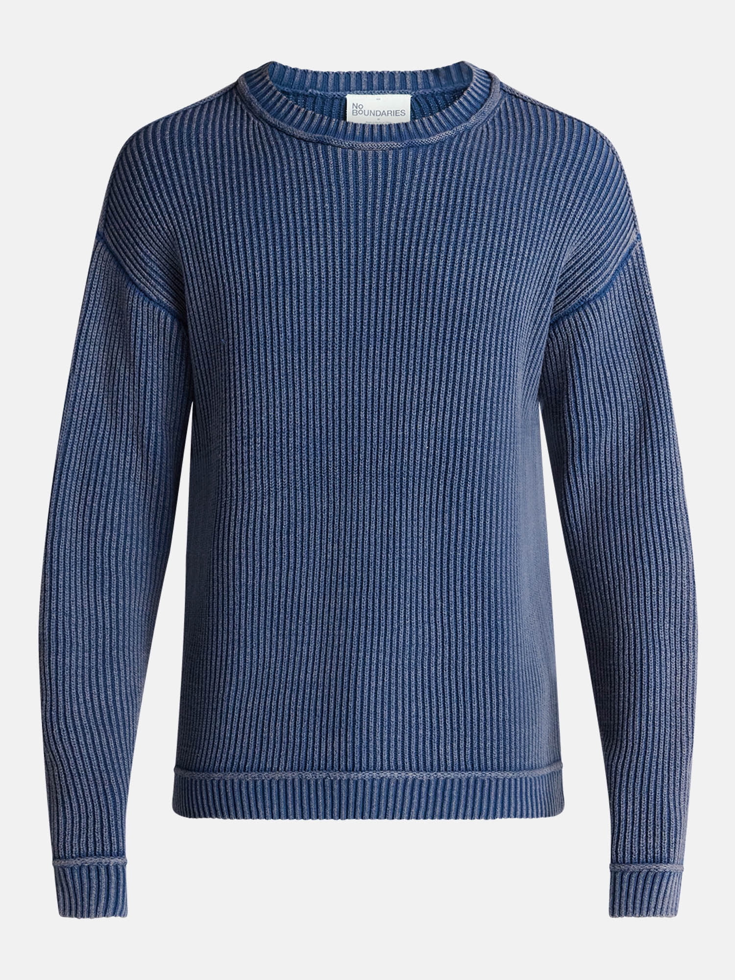 No Boundaries Ribbed Crewneck Sweater with Long Sleeves, Men's XS-3XL