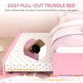 thumbnail image 3 of UHOMEPRO Twin Trundle Bed Frame with Storage and Bookcase Headboard, Pink Twin Bed with Trundle for Kids, Twin Bed Frame for Boys Girls, No Box Spring Needed, 3 of 7