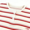 thumbnail image 2 of HZLBSE Little girls Striped Short Sleeve Top & Flare Pants Set, Kids 2-Piece Casual Outfit, Cute Ribbed Knit Loungewear for 2-10 Years, 2 of 5