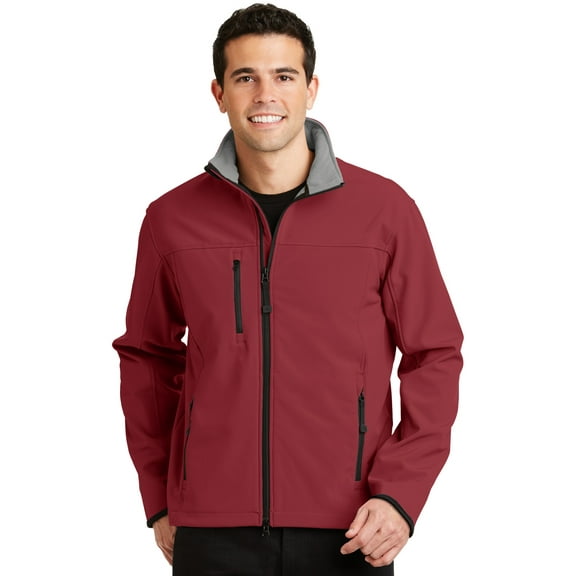Port Authority J790 Mens Glacier Soft Shell Jacket, Caldera Red & Chrome - 2XL