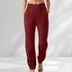 thumbnail image 2 of Pantalones casuales de cintura media para mujer - Estampado de cuadros con ribete de encaje floral - Poliéster elástico y transpirable para el día a día y el descanso, 2 of 5