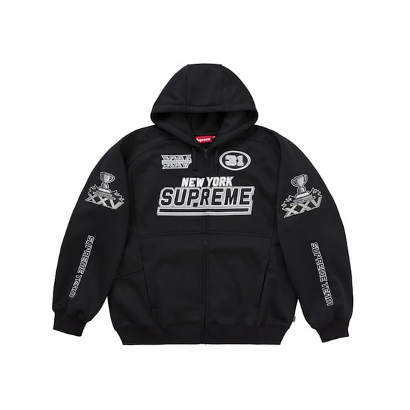 Supreme Men's Football Zip Up Hooded Sweatshirt (FW25) Black, from StockX