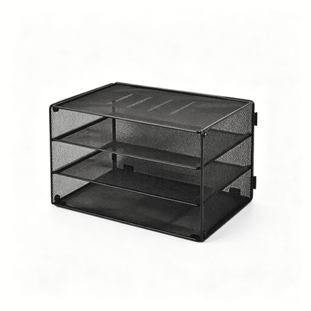 CCOCC 3 Tier Mesh Desk Organizer Tray File Paper Letter Folder Holder Desktop Paper Sorter Mail Organization Rack Storage Accessories for Office Home School Classroom Black