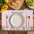 thumbnail image 4 of Easter Bunny Placemats Set of 8, Colorful Eggs Cute Rabbit Pink Country Wooden Placemats for Dining Table, Place Mats for Kitchen Tabletop, Waterproof Wipeable Dining Table Mats Set, 4 of 9