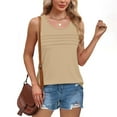 thumbnail image 5 of Timegard Womens Tank Tops Ruched Round Neck Comfy Blouse Sleeveless Solid Color Loose Tee Shirts Tops, 5 of 9