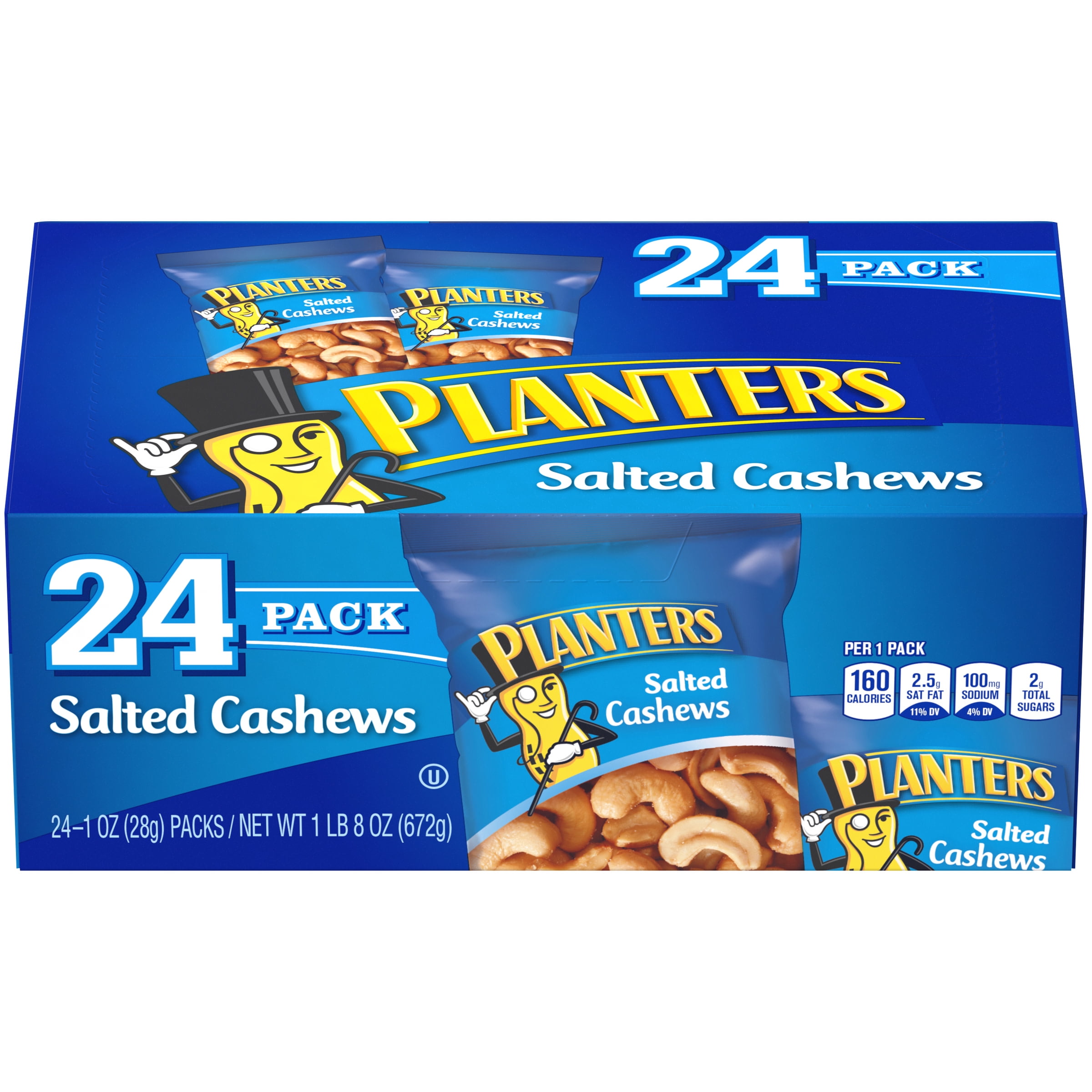 Planters Salted Cashews, 24 ct Box, 1 oz Packs