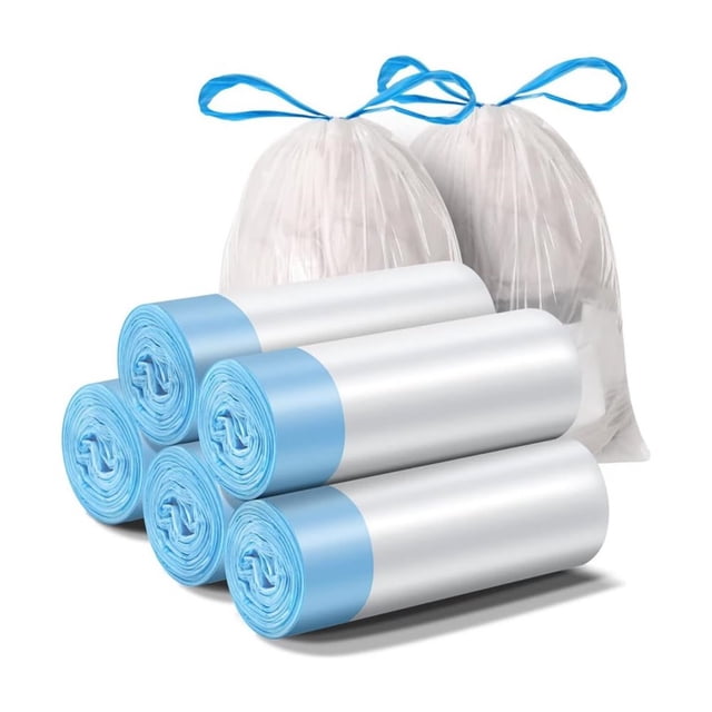 2-4 Gallon Small Trash Bags Garbage Gags Strong Compost Bags 2-4 Gallon 100 Counts Mini Trash Bags Biodegradable for Bathroom Office Home Fit 4.5-5L Garbage Can (5 Rolls/Green)
