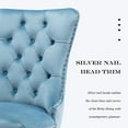thumbnail image 3 of Dining Chairs Set of 2, Upholstered High-End Tufted Dining Room Chair with Back Ring and Nailhead Trim, Modern Velvet Kitchen Chairs with Solid Wood Legs for Kitchen, Home,Light Blue, 3 of 10