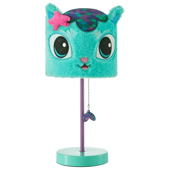 DreamWorks Gabby's Dollhouse MerCat Plush Shade Stick Lamp for Kids, 15" H x 7" W