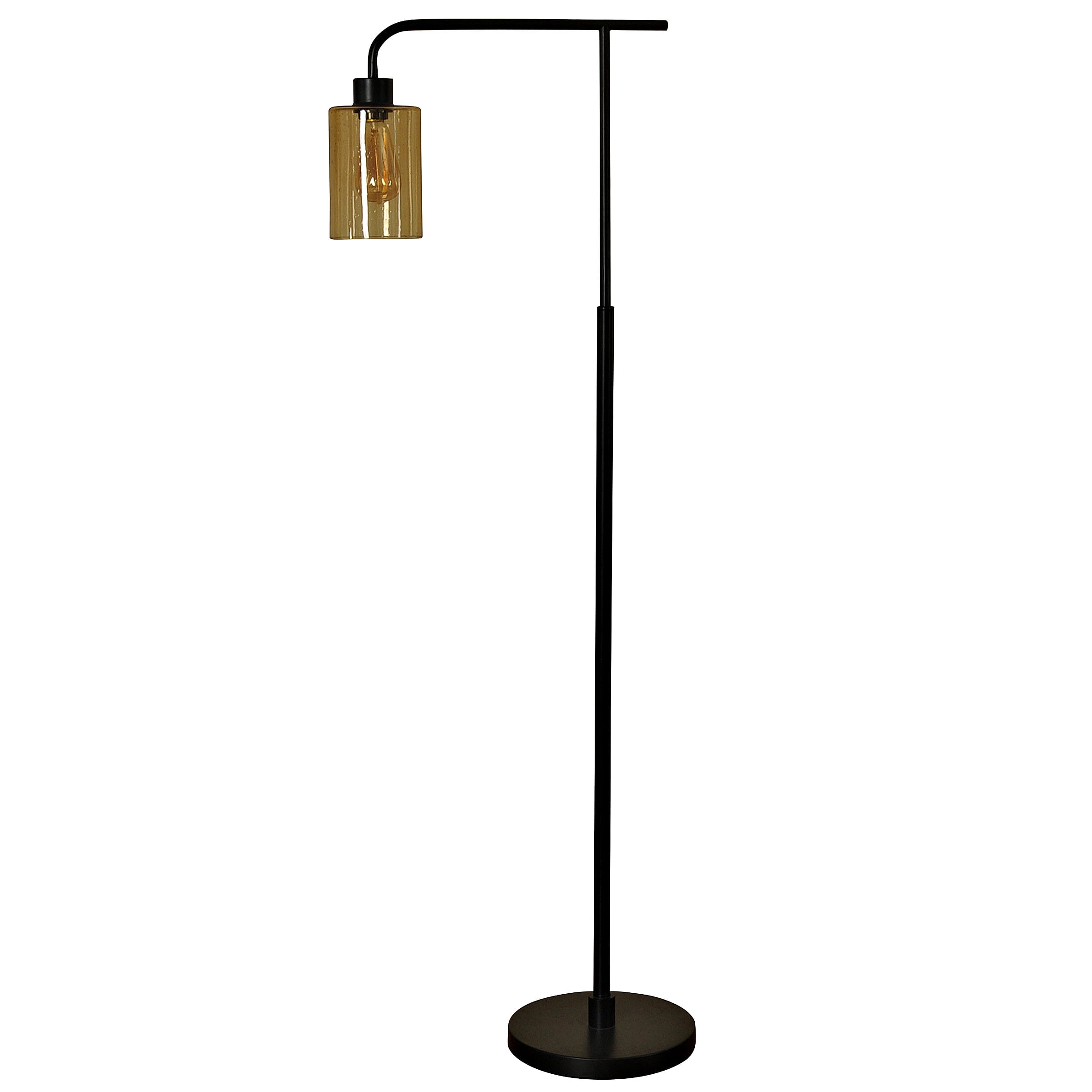 Gwg Seeded Amber Glass Metal Floor Lamp In Bronze Finish