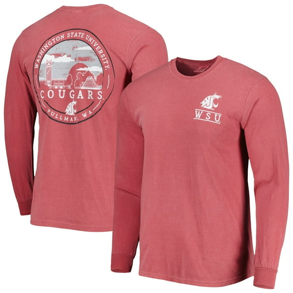 Men's Crimson Washington State Cougars Circle Campus Scene Long Sleeve T-Shirt