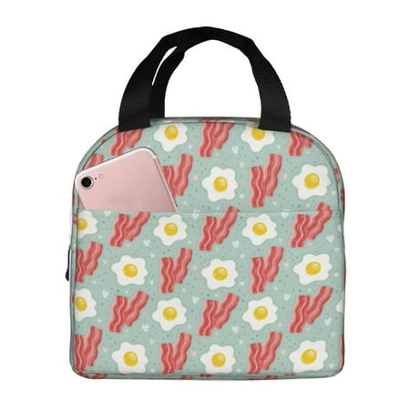 Insulated Lunch Bag for Women Men - Cute Omelette Bacon Leakproof Cooler Lunch Box for Women Men  Lunch Tote Bags for Work School Picnic Travel