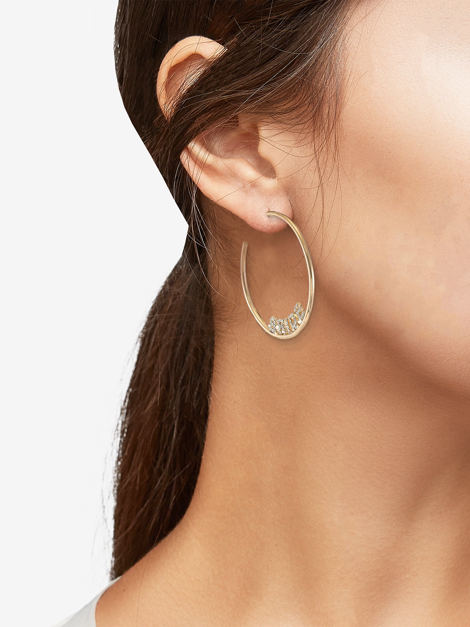 Goldtone Bridal Hoop Collection, "I Do", "Bride" and "Wifey", 3 Pairs