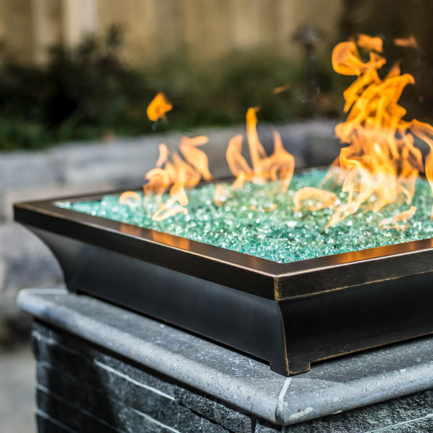 Stainless Steel Lakeview Outdoor Designs Lavelle 24-Inch Square Low-Rise Natural Gas Column Fire Bowl 
