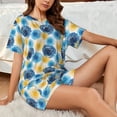 thumbnail image 4 of Pofeuu Circular Print Women's Pajama Set Short/Shorts Soft Button PJs Elastic Drawstring Waist Sleepwear-Large, 4 of 6